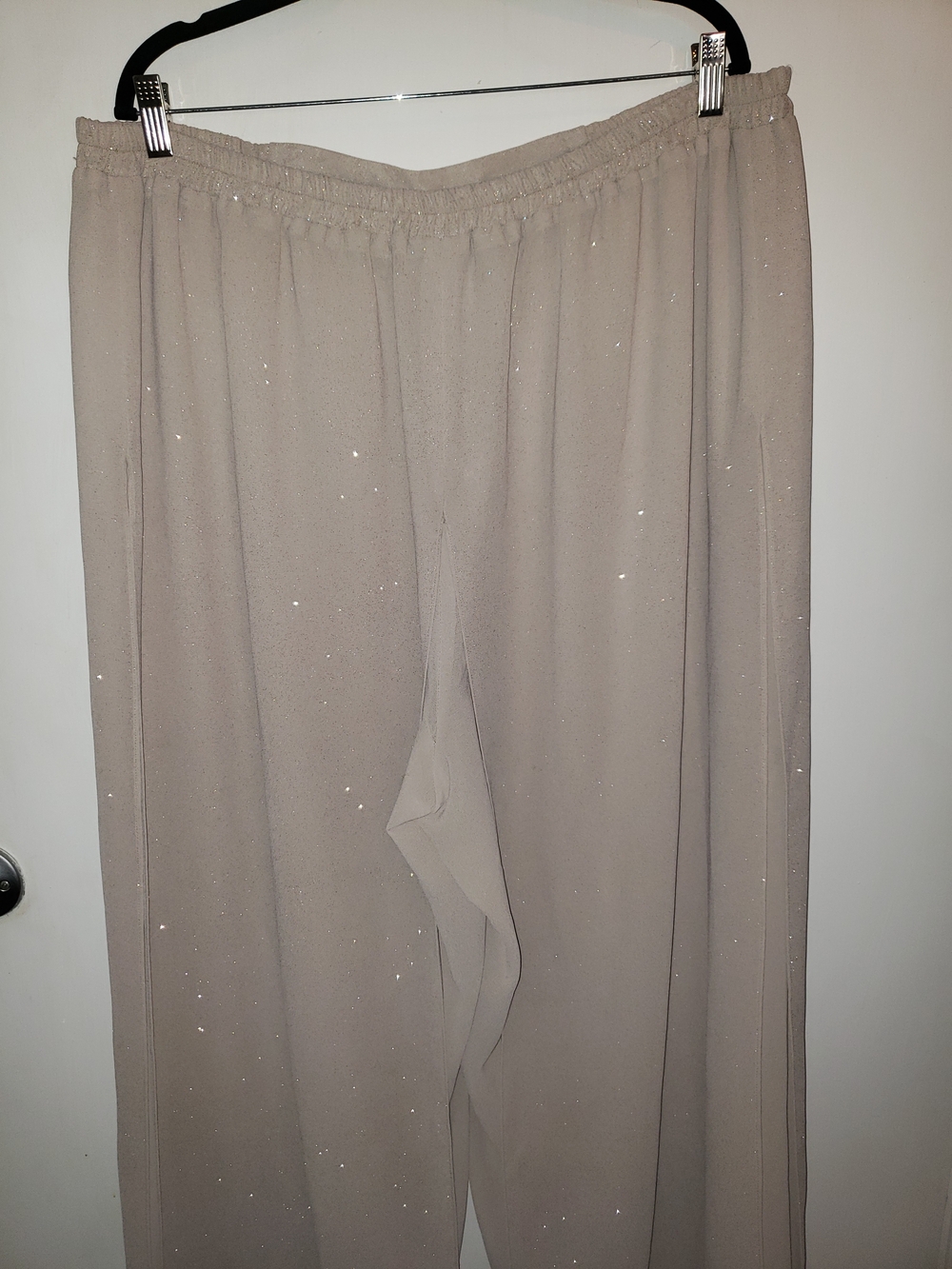 R&M Richards Taupe Sparkle Open-Front Jacket Pant Suit 22W - Picture 7 of 14
